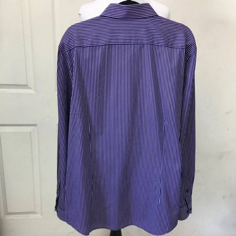 Robert Graham Men's Purple Striped Long Sleeve Button Front Shirt Size 17.5